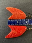 Vintage Hand Carved Bone Fish Earrings Dyed Read Description * — photo 7