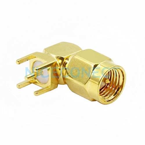 5x SMA Male Plug Right Angle Thru Hole PCB Mount Solder Goldplated RF Connector - Picture 3 of 3