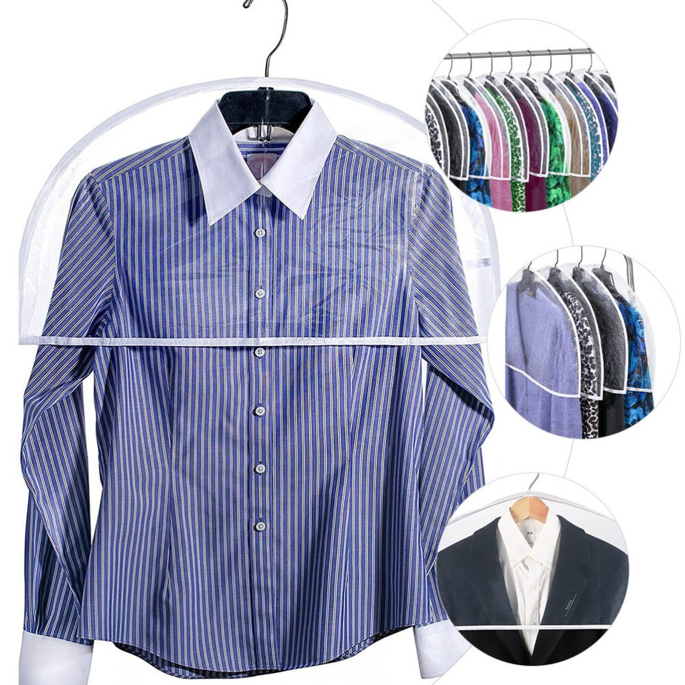 6 Pcs Clear Plastic Shoulder Covers Gusseted Hanger Clothing
