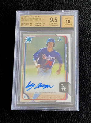 スポーツ選手 bowman chrome cody bellinger auto Cody Bellinger 2015 Bowman Chrome Prospect Auto Rookie BGS 9.5/10