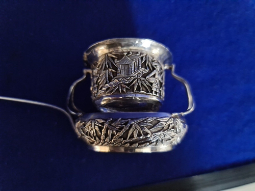 Colador de té chino de plata de principios del siglo XX excelente estado - Imagen 23 de 24