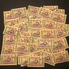 Postage Stamps For Crafting: 1964 5c Homemakers/Needlepoint; Multi; 50 Pieces