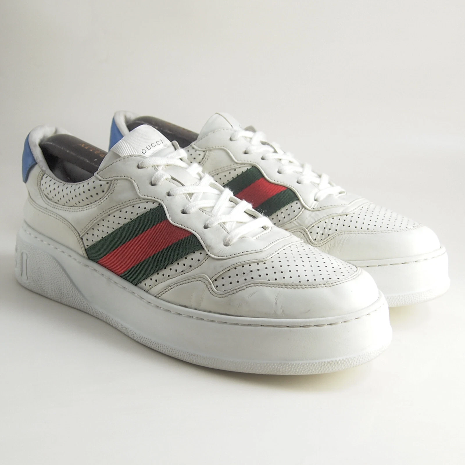 Gucci Chunky GG Web Baskets Cuir Blanc Homme Chaussures Taille EU 43 US 10