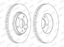 Image of 1x Jurid Brake Disc Front Vented Fits Vauxhall Vivaro Renault Trafic 01-15