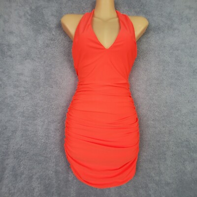 tiger mist neon dress Tiger Mist Amazon Halter Minidress SZ S Neon Coral