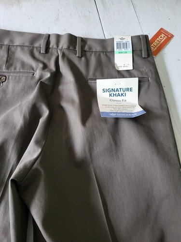 NWT - Dockers Signature Khaki Performance Stretch Dark Khaki Flat Front Pants - - Picture 3 of 3