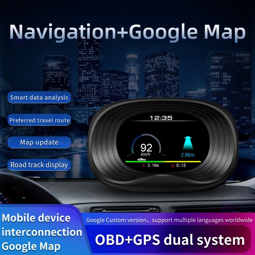 Car GPS HUD OBD Head Up Display Navigation Speedometer Mileage Voltage LHK Meter