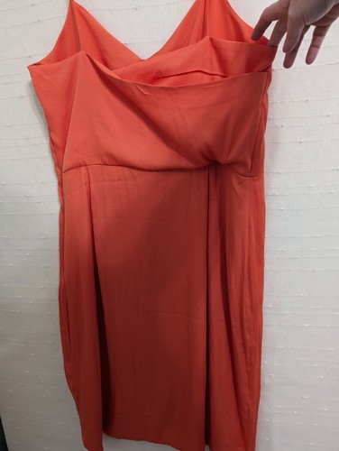 NWT Banana Republic dress 16 Tall cocktail coral orange spaghetti strap size zip - Picture 6 of 8
