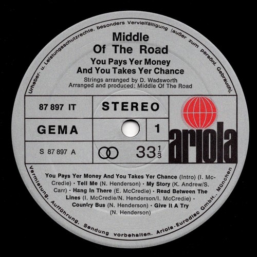 Vinyl-12"-LP # Middle Of The Road # You Pays Yer Money # Ariola # 1974 # m/vg+ - Imagen 13 de 14