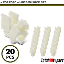 20Pcs White Fastener Hood Prop Rod Retainer Clips for Ford 5/16" Rod Size Nylon