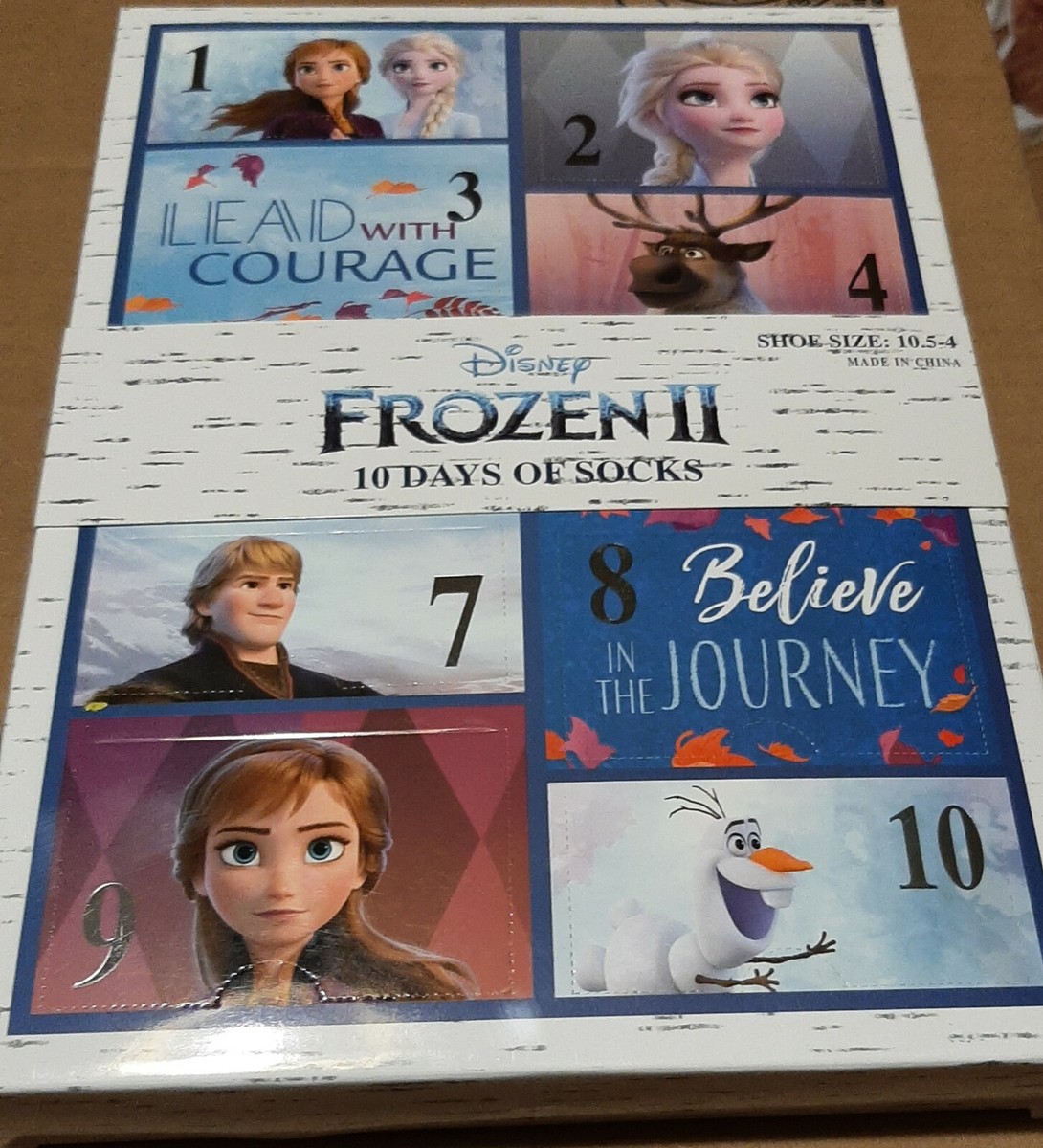 New in Box Frozen II Ana Elsa 10 Days of Socks Boxed Gift Set Fits