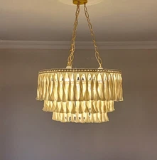 Boho Fringe Chandelier 55cm width Tiered Pendant Light Fixture Tassel Lamp Shade