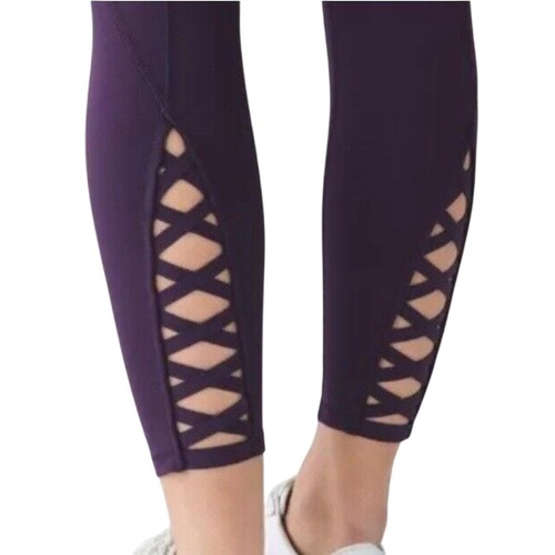 Rare Lululemon Deep Zinfandel Pure Practice Pant Criss Cross Ankle, High Rise 8