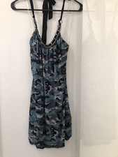 Mini Dress Sexy Halter Silver Color Chain Around Neck Line Lightweight Fun Wear