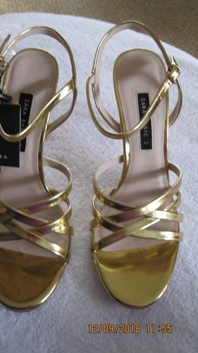 ZARA BASIC TALLA 9 MUJER ELEGANTE ORO TACÓN ALTO NUEVO CON ETIQUETAS ¡BIEN HECHO!!¡! - Imagen 2 de 6