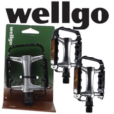 Wellgo M20 Alloy Mountain Hybrid Bike Pedals DU / Sealed Bearings Silver / Black