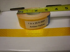 3M BRAND # 4091 AMBER YELLOW GOLD ROLL  REFLECTIVE TAPE  1" x 25' CUSTOM CUT
