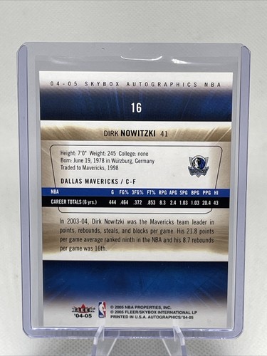 2004-05 Skybox Autographics #16 Dirk Nowitzki NBA HOF Germany NM+ - Picture 2 of 2