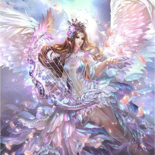Diamond Painting 5D Full Square 50cmx50cm, Angel & Harp, PRICE REDUCED