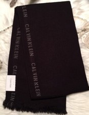    Calvin Klein  Unisex Black  White logo Scarf   