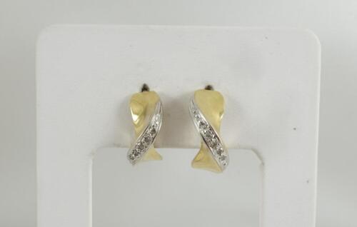 14K yellow gold ladies 5/8" earrings w/ diamonds … - image 1