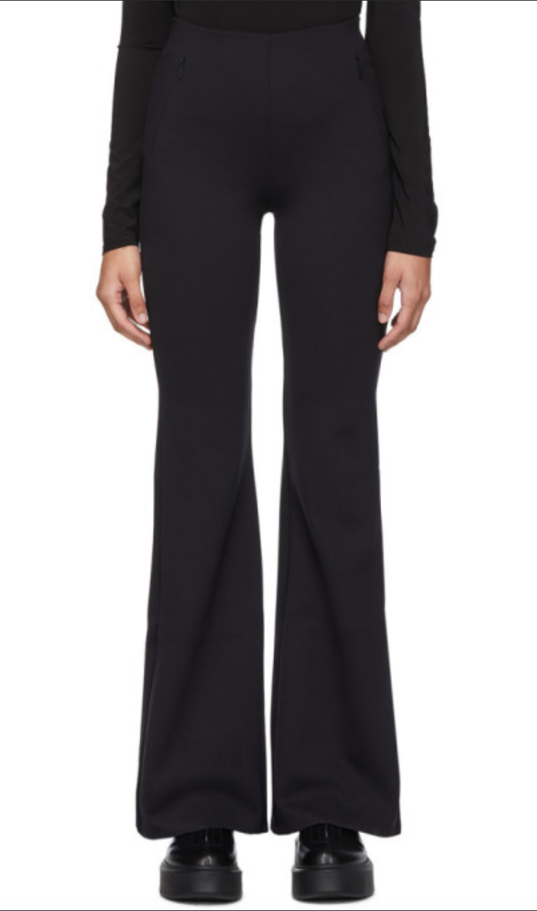 FILA Pantaloni neri nuovi con etichette $650 The Row Delon elasticizzati scuba svasati gamba taglia M