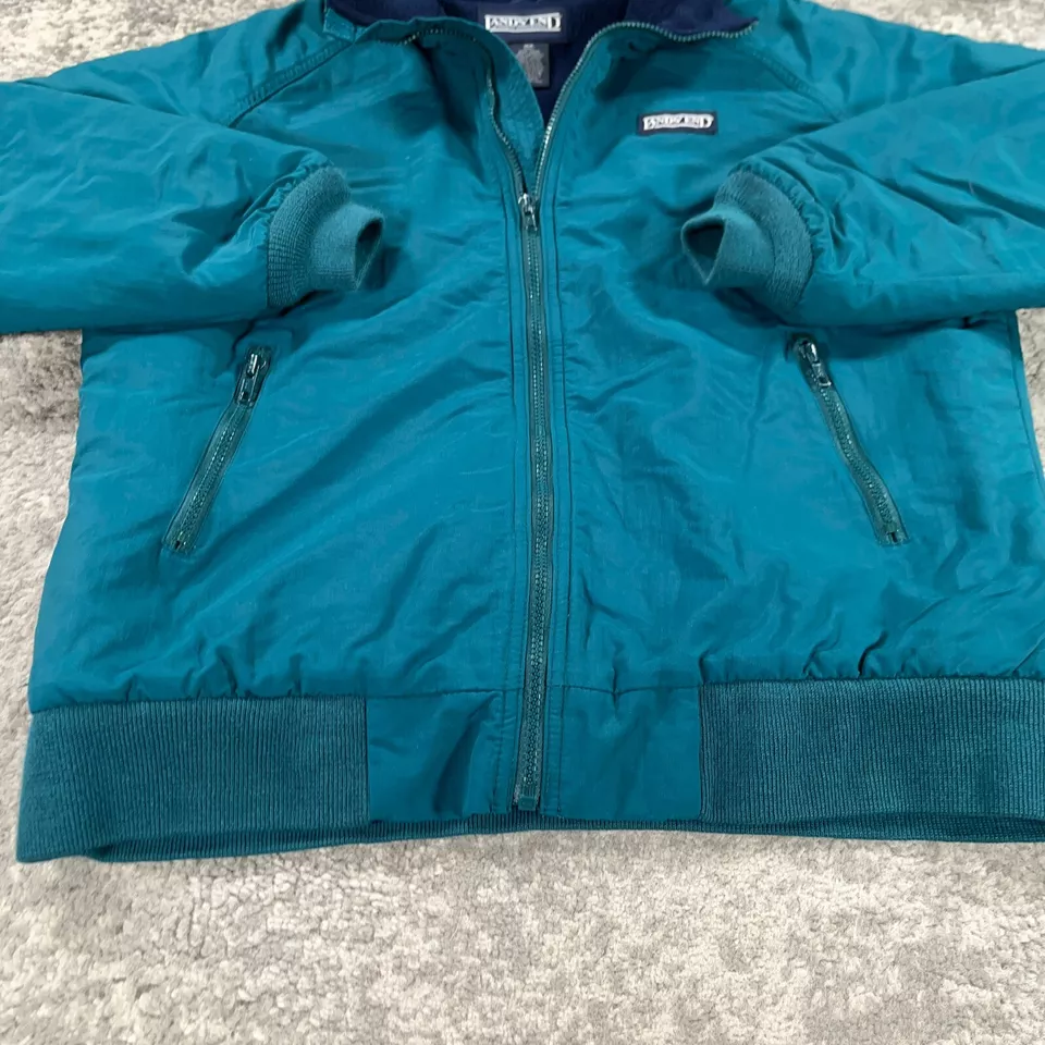 Chaqueta De Colección Lands End Niños XL Verde Forrada de Vellón Squall Años 80 90 Hecha en EE. UU. Foto 4 de 4