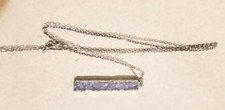 Jewelry Silver tone Crystal Glass Sparkling Rectangular Pendant Necklaces