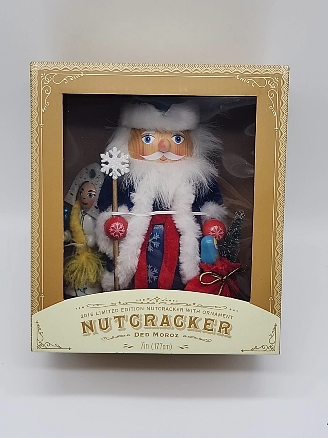 2016 World Market Santa Ded Moroz Ltd edition Nutcracker w/ ornament 7" Slovik