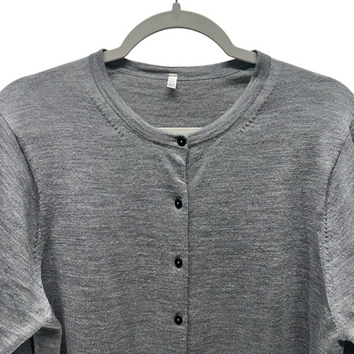 Muji Cardigan Womens Extra Large Grey 100% Wool Washable Japan Minimalist Casual - Picture 2 of 12