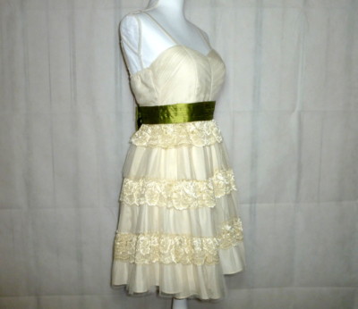 NWT Minuet Cream & Green Chiffon Tulle Lace Party Cocktail Bridesmaid Dress  Sz S | eBay