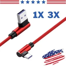 90 Degree Right Angle USB to Type C Charger Cable Fast Charging Type Sync Cord