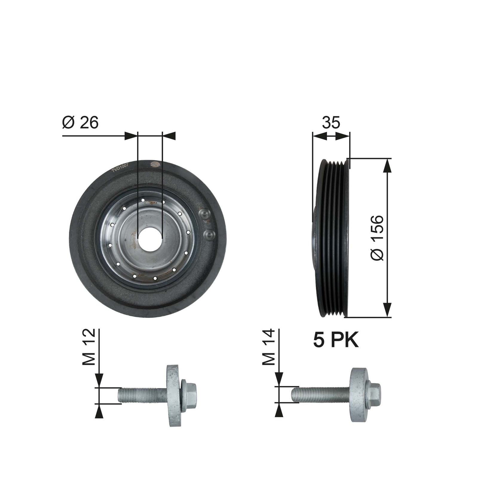 Crankshaft Belt Pulley Belt Drive Replacement Fits Nissan Renault GATES TVD1007A - Image 2