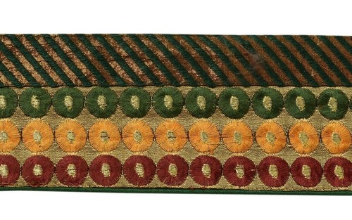 3" W Vintage Sari Border Indian Craft Trim Embroidered Ribbon Lace Multi Color - Picture 4 of 6