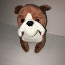 Dan Dee Bulldog Plush 9  Stuffed Animal Brown White Puppy Dog Sitting
