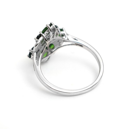 Natural Chrome Diopside 925 Sterling Silver Fancy Ring, Statement Ring - Picture 4 of 7