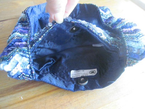 Purples and Blues Satin, Sequin & Beaded Evening Bag Purse Handbag India - Picture 4 of 6