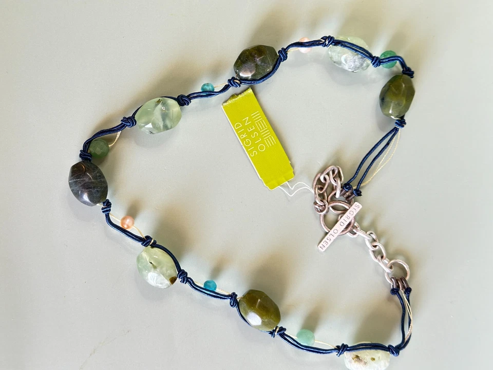 Collar Grueso Sigrid Olsen Verde Prehnita Jaspe Piedras Preciosas Diseñador Firmado Nuevo Con Etiquetas Foto 4 de 4