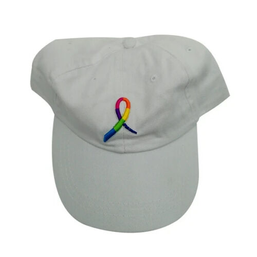 Breast Cancer Awareness White Baseball Cap Dad Hat Embroidered Ribbon CURE ALL