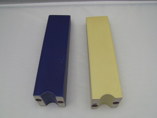 Modernist Dutch Cor Unum Ceramic Candle Holder Pair Blue Yellow - Picture 5 of 6