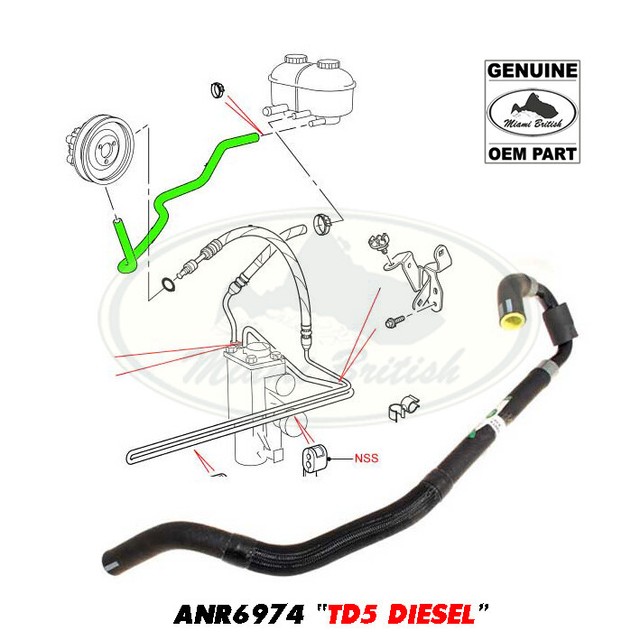 LAND ROVER POWER STEERING HOSE Td5 DIESEL PUMP TO RESERVOIR ANR6974 OEM