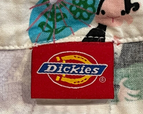 Dickies White Monkey Asia World Floral Medical Scrub Top Nurse Unisex Size S-M - Picture 4 of 9