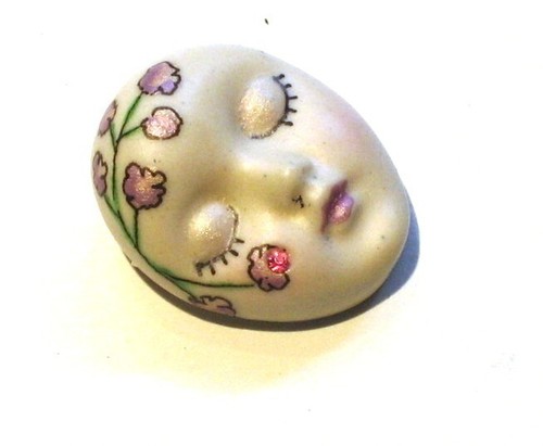 Porcelain Mini Painted Face Pin Brooch Vintage 80s Jacobson Pretties - Precious - Picture 4 of 11