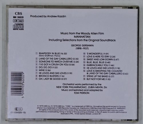 Manhattan - Music from the Woody Allen film - CD - 1979 - EXC. - Picture 2 of 4