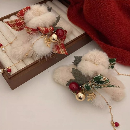 Peluche natalizio artiglio clip perline anatra clip nappe accessori capelli donna - Foto 12 di 23