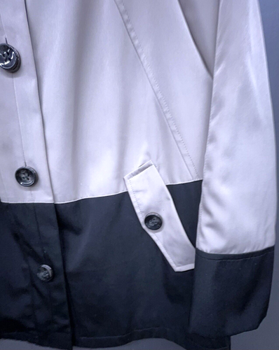 Croft & Barrow Rain Coat Women XL Beige Black Coated Lined Trench Jacket - Picture 3 of 16