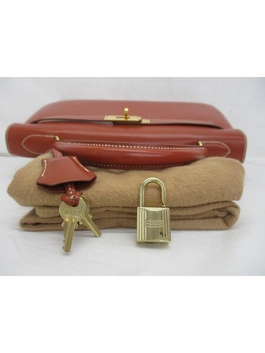 Hermès Kelly 32 Handtasche Box Kalbsleder Rouge H □B Außennähte - Bild 11 von 11