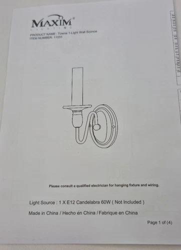 NEW Maxim 1 Light 9" Wall Sconce from Towne Collection Oil Rubbed Bronze Finish - Picture 7 of 10