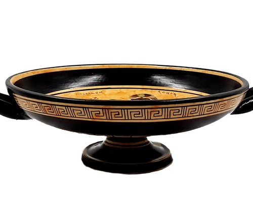 Greek Kylix 26cm,Black figure Pottery,Showing God Poseidon and Goddess Athena - Picture 5 of 6