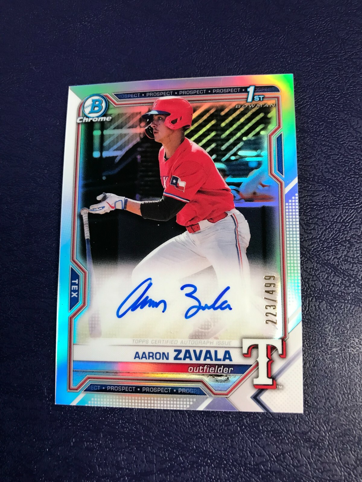 2021 Bowman Chrome Draft AUTO Aaron Zavala Refractor 1st RC /499